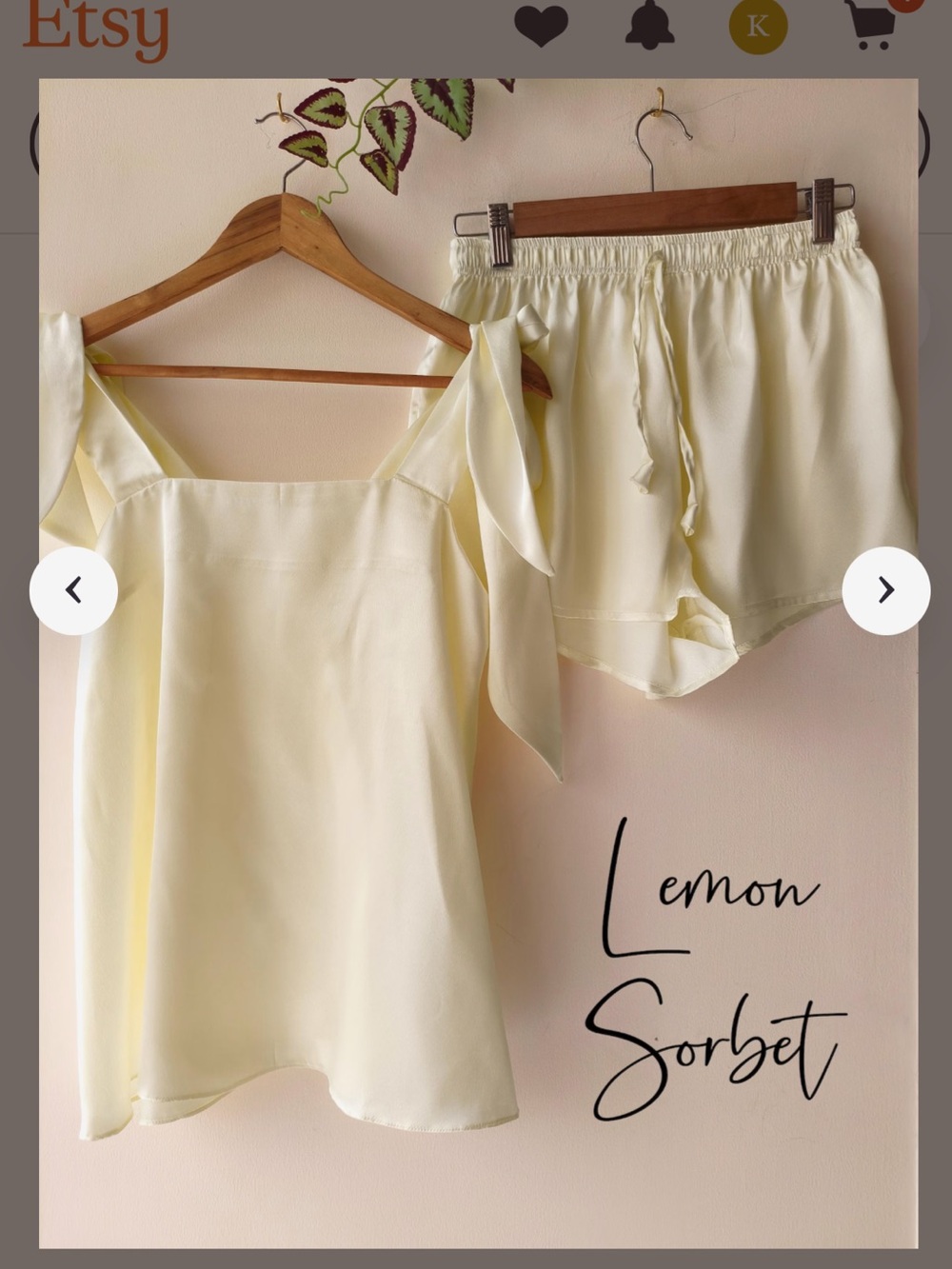 Lemon Sorbet Satin Tie-Strap Top & Shorts Set